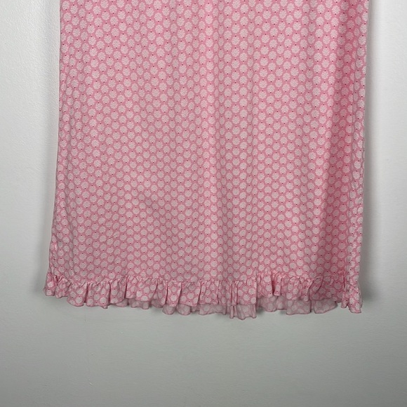 Miss Elaine nightgown women Small cap sleeve pullover pink V neck ruffle bottom - Picture 5 of 8